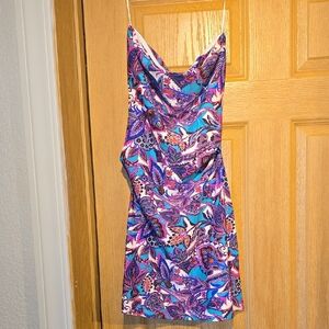 Remy Matto Vibrant Paisley Slip Dress in Purple, Blue & Pink